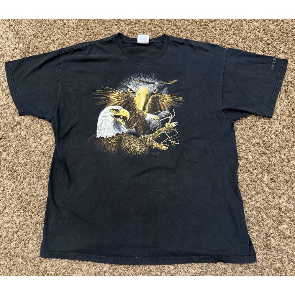 Vintage Y2K Eagle Graphic T Shirt Black Streetwear Biker Grunge Size 2XL